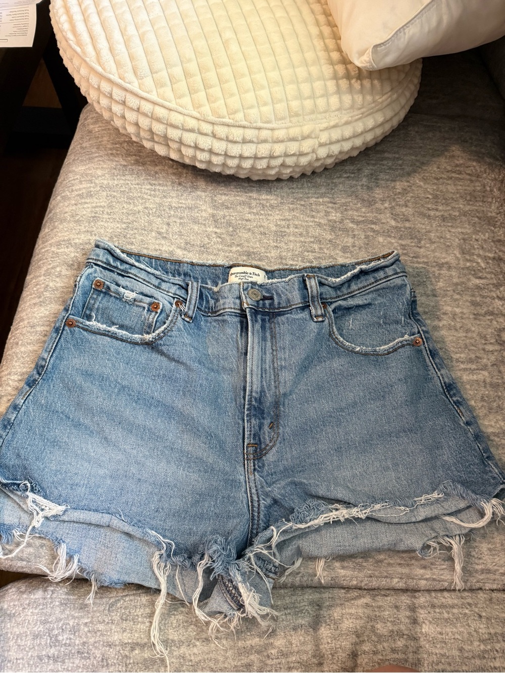Abercrombie & Fitch Light Blue Frayed Denim Shorts